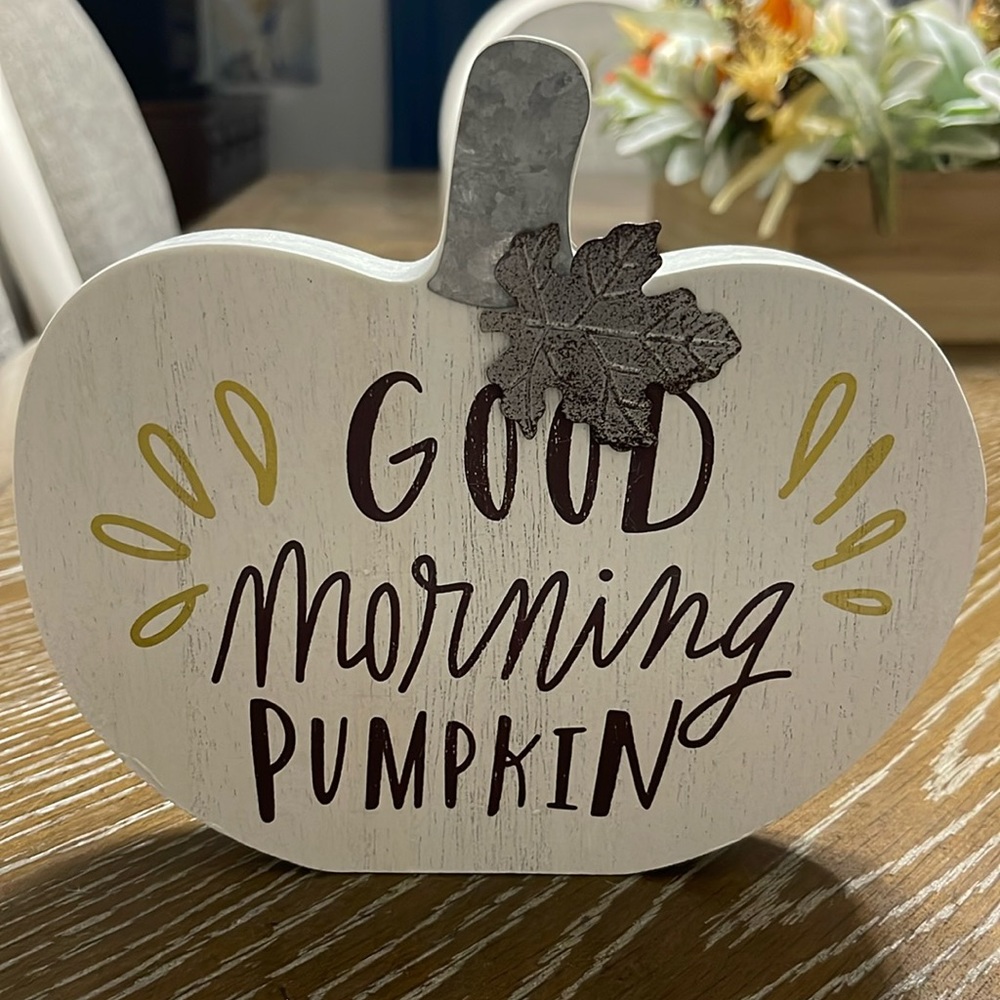 Good Morning Pumpkin Wood Pumpkin 
Autumn Fall Harvest Farmhouse Decor